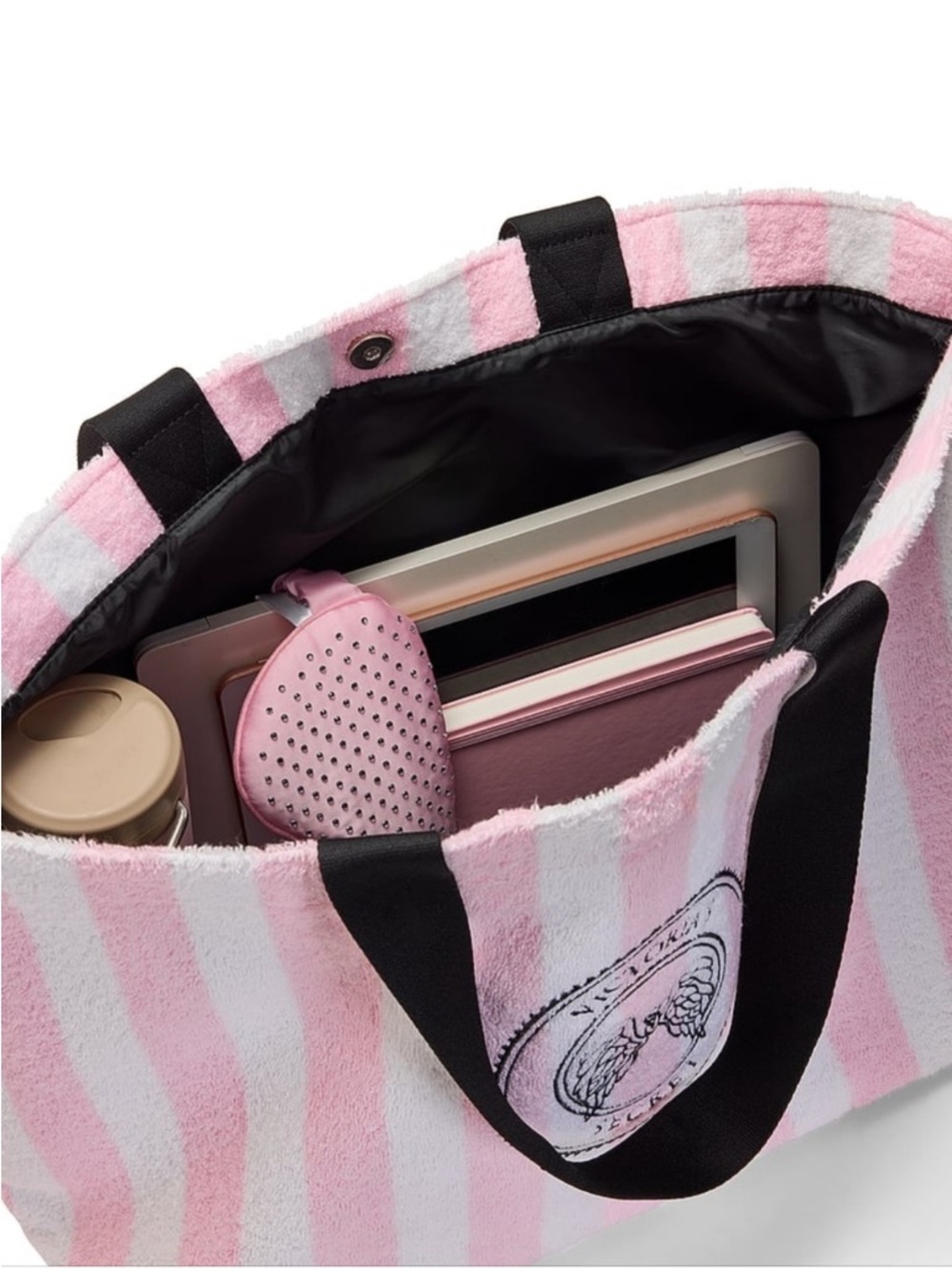 Victoria's Secret Pink & White Striped Terry Beach Bag - Picture 2 of 6